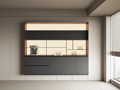 Sleek Modern Wine Cabinet With Black Finish Glass Doors And LED Lighting 3d model