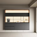 Sleek Modern Wine Cabinet With Black Finish Glass Doors And LED Lighting
