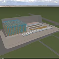 Large Industrial Factory Building Featuring Organized Layout And Colorful Equipment Rows