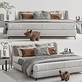 Cozy Modern Double Bed Featuring Soft Mattress Decorative Pillows and Bedside Tables 3d model