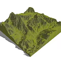 Garden Landscape 3D Topographic Model With Green Mountain Terrain And Elevated Landforms 3d model