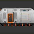 Cartoon Style Futuristic Modular Building With Solar Panels White Body And Orange Accents