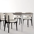 Nordic Simple Dining Table and Chair Set 3d model