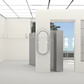 Modern Clothing Store With Glass Facade Logo Sign Display Racks And Outdoor Trees