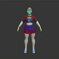 Child Cheerleader Costume With Red Blue White Dress Long Sleeves And Skirt