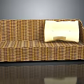 Wicker Sofa With Light Colored Cushion For Cozy Living Room Furniture