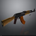 Classic Assault Rifle With Wooden Stock Red Magazine And Black Metal Components