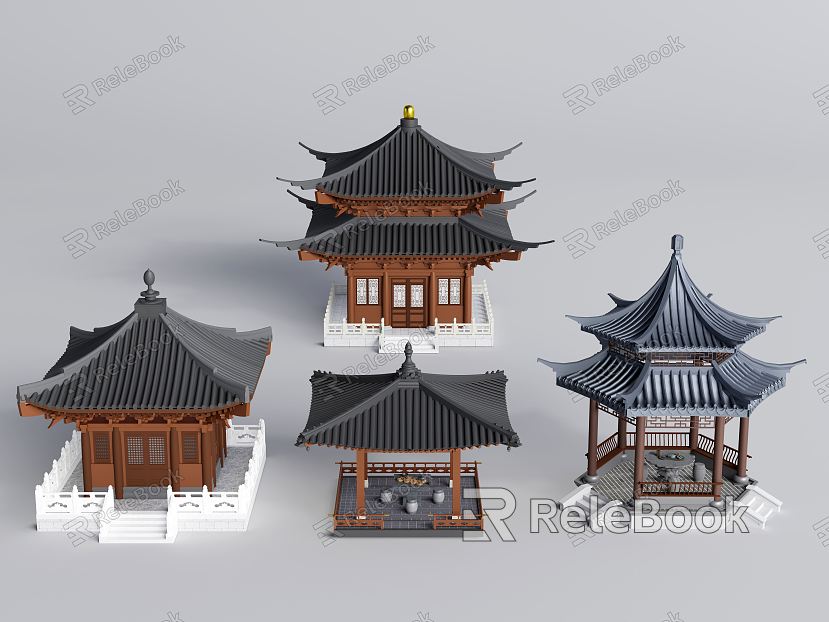 Chinese style pavilion pavilion landscape pavilion ancient architecture model