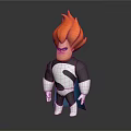 Game Movie Character With Spiky Orange Hair Black Costume S Symbol White Gloves And Boots