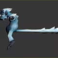 Ice Themed Blue and White Gorilla Game Character 3D Model with Stretching Arms