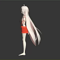 Anime Character With White Hair Red Eyes And Orange Outfit Standing Near Creature