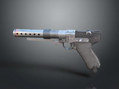 Futuristic Sci Fi Pistol With Metallic Barrel And Detailed Grip Design 3d model