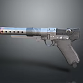 Futuristic Sci Fi Pistol With Metallic Barrel And Detailed Grip Design