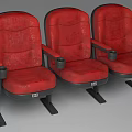 Red Multi seat Sofa With Upholstered Seats Armrests And Cup Holders 3d model