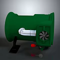 Green Industrial Mechanical Equipment with Fan Structure Red Button and Black Base