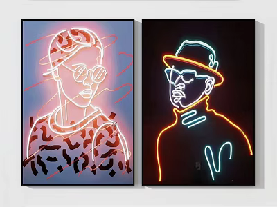 Neon Decorative Lights Illuminating Stylish Portrait Artworks for Modern Wall Decor 3d model