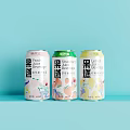 Fruit Flavored Canned Beverages With Three Different Colors And Modern Packaging 3d model