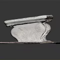Weathered Stone Bench With Carved Legs On Granite Pebble Mat Outdoor Decor