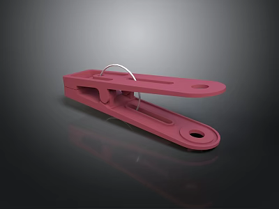 Pink Plastic Clothes Peg With Metal Spring For Household Laundry Use 3d model