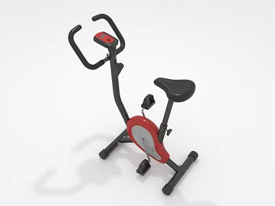 Stationary Exercise Bike with Adjustable Seat Handlebars Electronic Monitor Red and Black Design 3d model