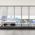 Modern Indoor Garden Water Feature With Flowing Water Large Windows And City View