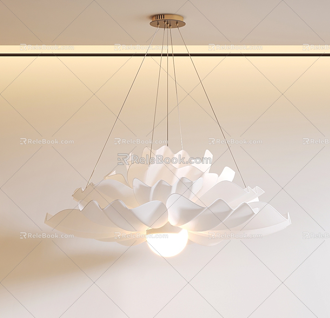 Cream Wind Chandelier Chandelier Restaurant Chandelier Japanese Style Chandelier Chandelier Lotus Chandelier 3d model