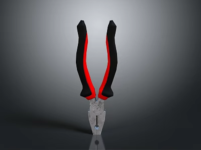 Professional Stainless Steel Pliers with Black Red Ergonomic Handles Tool 3d model