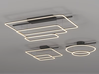 Modern LED Ceiling Lights With Geometric Frame And Circular Design Lighting 3d model