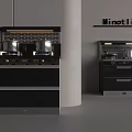 Modern Minotli Kitchen Appliances With Sleek Black Stove Oven And Drawers
