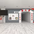 Anti Drug Education Exhibition Hall Entrance With Red Banners And Glass Doors