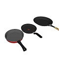 Black Frying Pans Set Of Three Premium Cookware With Durable Handles For Home Kitchen