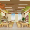 Colorful Kindergarten Classroom With Learning Spaces And Furniture