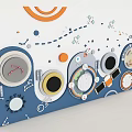 Interactive Space Theme Building Blocks Panel With Colorful Circular Buttons Tracks And Satellite Designs 3d model