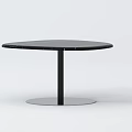 Sleek Black Marble Coffee Table With Irregular Top And Silver Metal Base 3d model