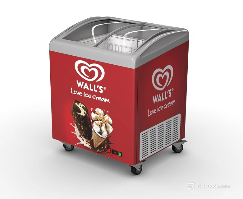 WALL'S Mobile Red Ice Cream Display Freezer With Love Ice Cream Design 3d model 