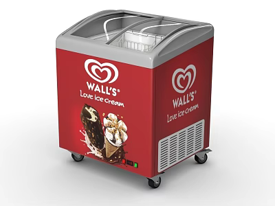 WALL'S Mobile Red Ice Cream Display Freezer With Love Ice Cream Design 3d model
