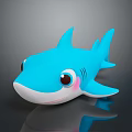 Cute Cartoon Shark Toy Figure With Big Eyes And Pink Cheeks Design