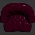 Plum Purple Leather Tufted Armchair With Nailhead Trim And Wooden Legs