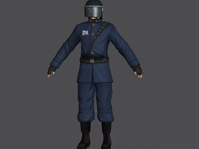Game Movie Character Wearing Blue Uniform With Helmet Black Belt And Boots 3d model