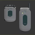 Large Silver And Small Blue Flip Phones With Screen Icons And Keypad