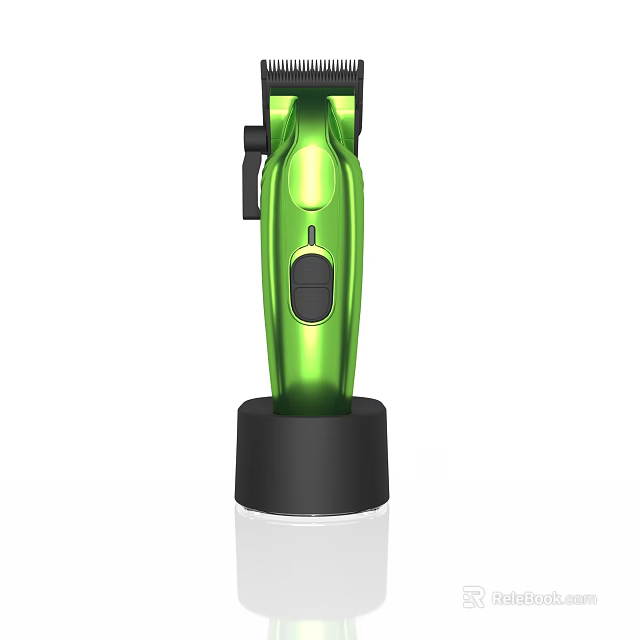 Sleek Green Handheld Beauty Device with Ergonomic Design and Stable Base Stand 3d model 