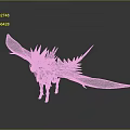 White Mythical Flying Creature with Large Wings and Spiked Mane 3D Render on Gray Background 3d model