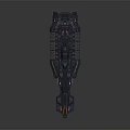 Futuristic Sci Fi Spaceship With Blue Hull Orange Accents And Detailed Armored Design