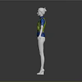 Green Reflective Vest Over Blue Short Sleeved Shirt On White Mannequin