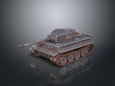 Military Tank With Number 384 Metal Exterior Cannon Barrel And Tracks Design 3d model
