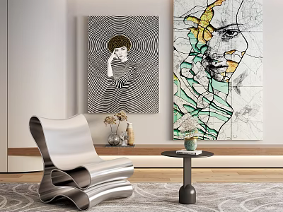modern abstract painting 3d model