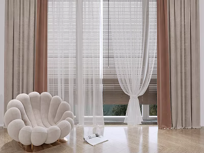 Modern Curtain Fabric Curtain Lazy Sofa 3d model