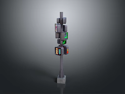 Modern Stacked Lighting Combination With Square Lamps And Vertical Pole Support 3d model