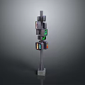 Modern Stacked Lighting Combination With Square Lamps And Vertical Pole Support 3d model