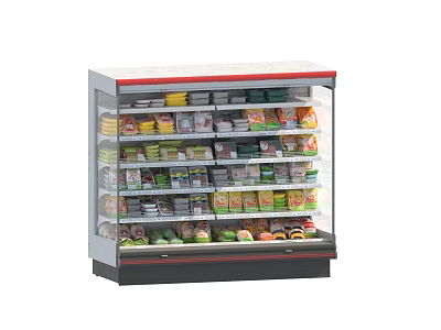Commercial Display Refrigerator Freezer Stocked With Various Packaged Foods 3d model